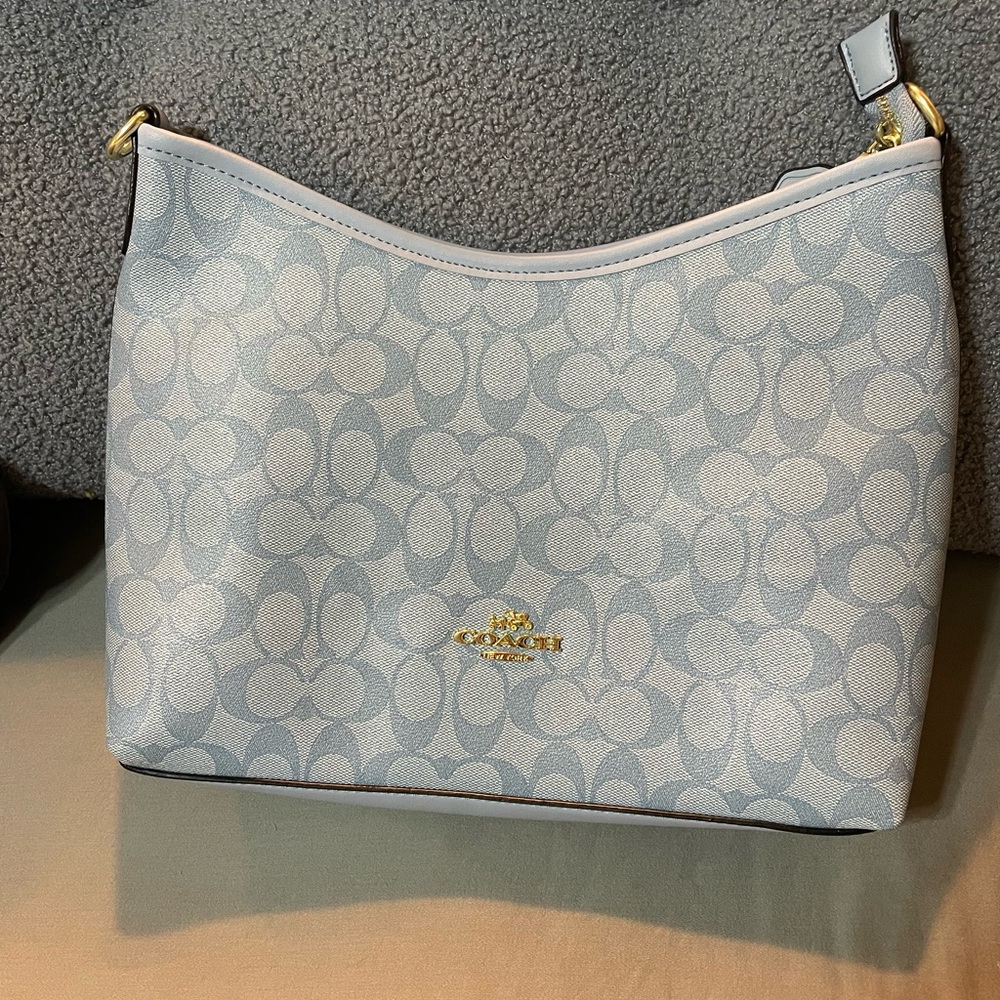 Coach Light Blue and White Shoulder Bag